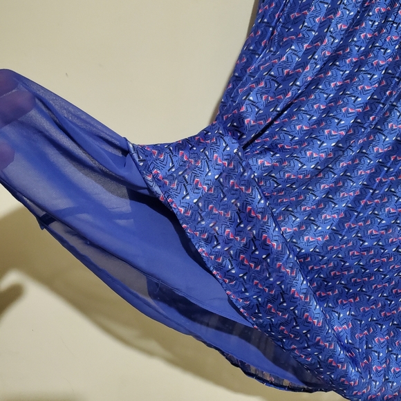 MAISON D'AMÉLIE BLUE GEOMETRIC PLEATED MIDI SKIRT NWOT SIZE M - Picture 4 of 6